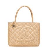 シャネル マトラッセ 復刻トート ココマーク ハンドバッグ トートバッグ ベージュ キャビアスキン レディース CHANEL 【中古】